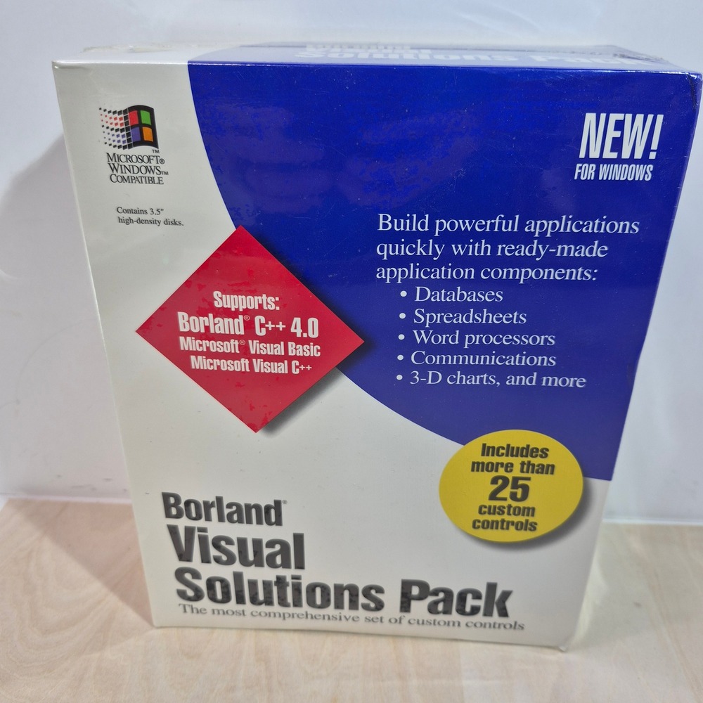 Borland Visual Solutions Pack Windows 3.5 HD Disks Vintage Software New Sealed